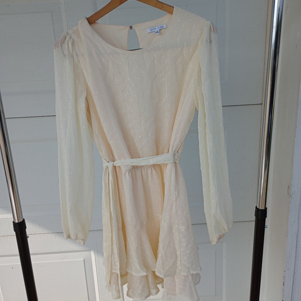 City Vibe Cream Long Sleeve Dress